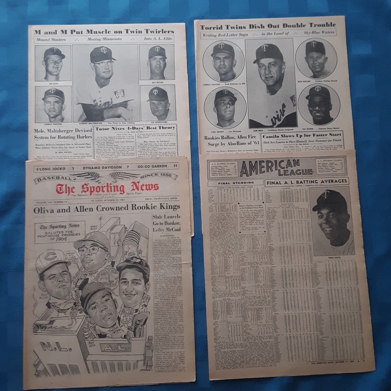Minnesota Twins Lot 1964 Rookie Tony Oliva Batting Champ 1962 Power Battey Last 