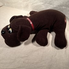 Vintage 1985 Tonka Pound Puppies Brown Plush Dog Stuffed Animal Red Collar Korea