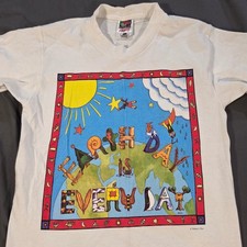 Earth Day Is Everyday T-Shirt Human-i-Tees White 10-12 Vtg 90s Fruit of the Loom