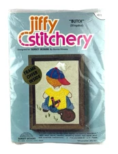 Sunset Jiffy Stitchery Crewel Kit Butch Boy Slingshot Baseball 5x7 inches # 611