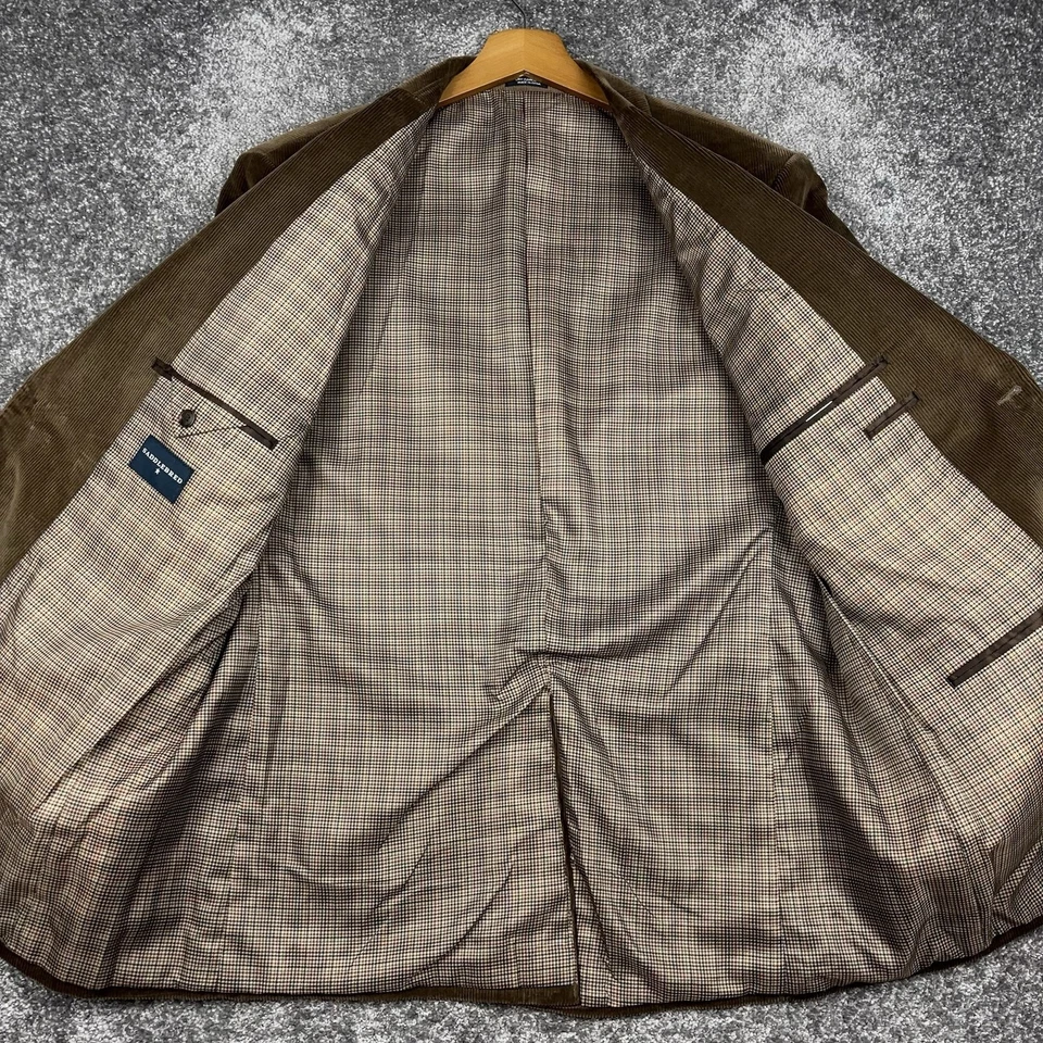 Седловидный вельветовый блейзер куртка мужская 44R коричневый опрятный Sport пальто Academia - Изображение 2 из 4