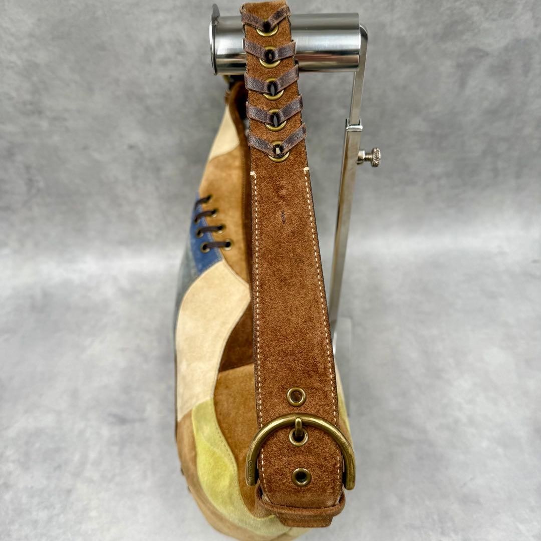 Coach 9587 Patchwork Shoulder Bag Multicolor Sued… - image 7