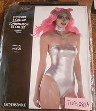 Amscan Womens Silver Bodysuit And Collar Costume Adult Size L/XL