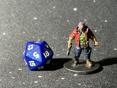 Hand-Painted Cyberpunk GUY in RED JACKET w/Gun Mini Pathfinder RPG 25mm/Med Base