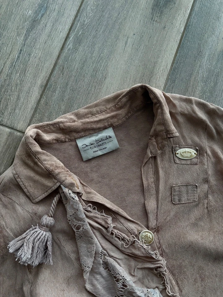 Blusa romántica con volantes Elisa Cavaletti — Top de diseñador boho Shabby Chic XS - S Foto 2 de 4