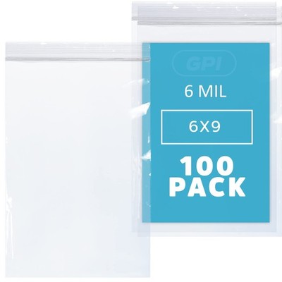 GPI - 6 Mil, Extra Heavy-Duty, 6'' x 9'' Clear Plastic Reclosable Zip Bags, Qua...