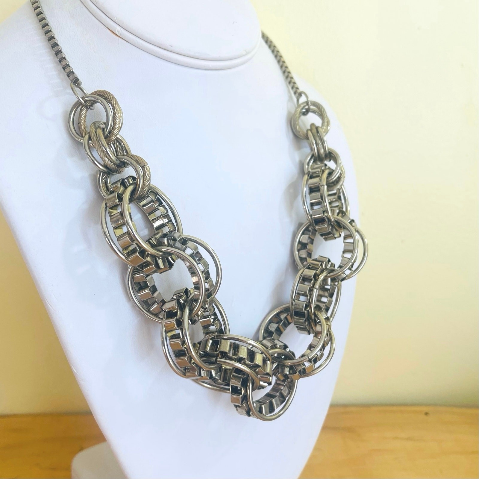 Necklace Statement Interlocking Link Chainmail Ch… - image 6