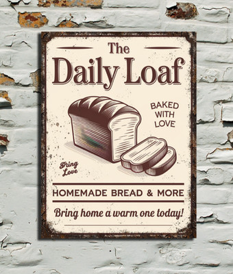 The Daily Loaf Vintage Look Retro Style Blechschild Plakette, Bar Mancave Pub Cafe