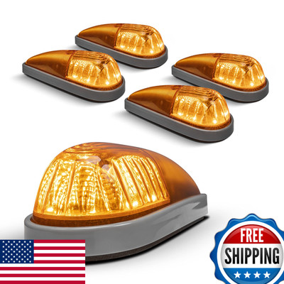 TRUE MODS Amber LED Teardrop Cab Marker Light Kit Gray Base DOT FMVSS 108