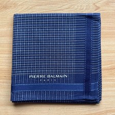 HANDKERCHIEF VINTAGE BLUE PLAID PLAIN COTTON MEN'S POCKET SQUARE 18" B0837
