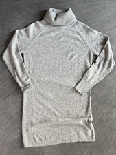 Quince Cashmere Turtleneck Long Sleeve Sweater Dress Tunic Cardigan Grey Size S