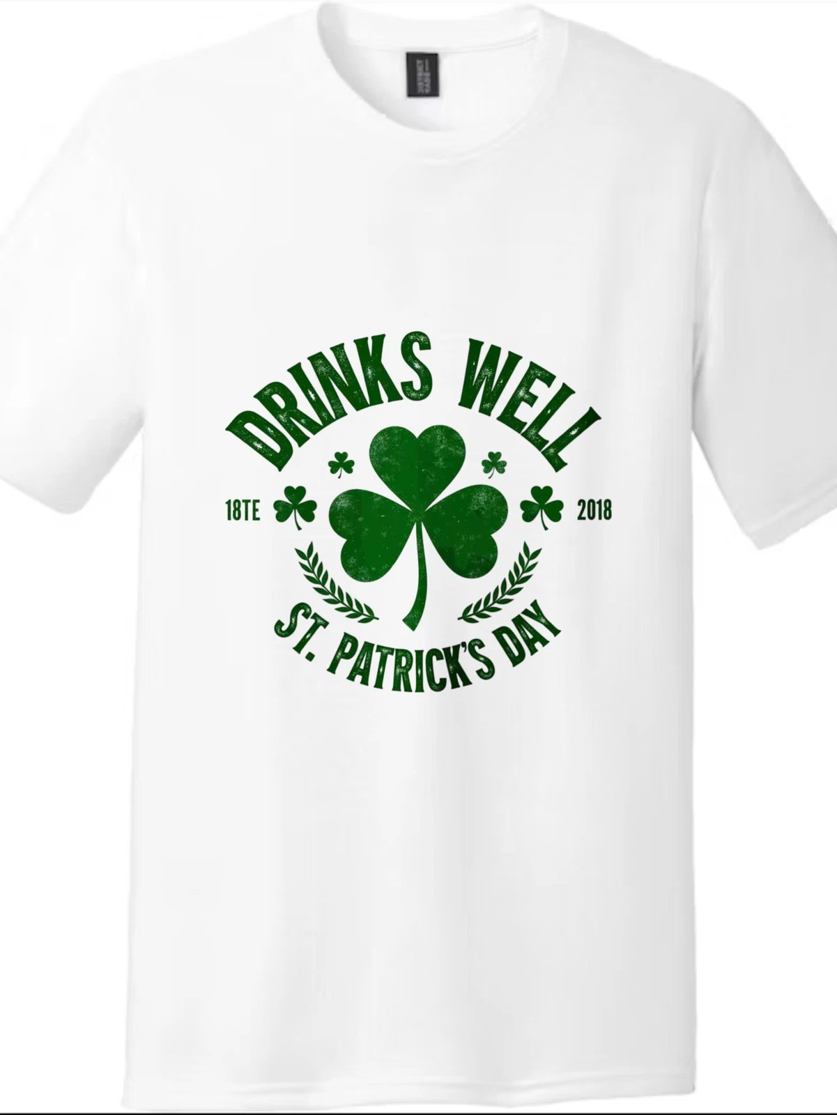 St.Patrick's Day Lucky Clover Printed Tee, Unisex Retro Drinks Well Short Sleeve