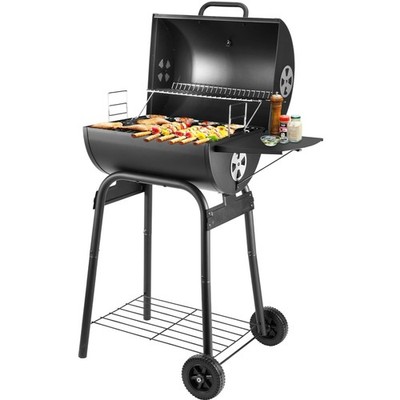 Holzkohlegrill Grillwagen BBQ Grill Gartengrill mit Thermometer Faltbar