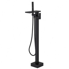 Black Tub Filler Freestanding Bathtub Faucet Floor Mount Waterfall Tub Faucet