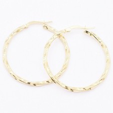 2x35mm Twisted Hoop Earrings 14K Yellow Gold-Plated Silver