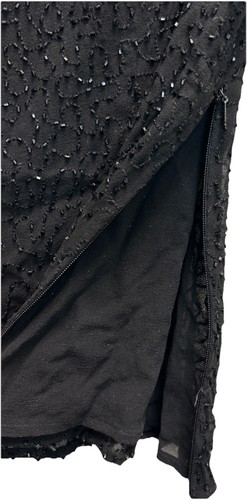 Doncaster Women Beaded Blouse Silk Georgette Top Size 4 Black Short Sleeve Lined - Picture 4 of 6
