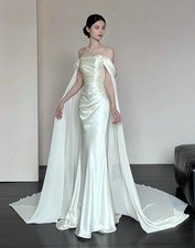 Luxury White Mermaid Wedding Dress French Style Elegant Off The Shoulder