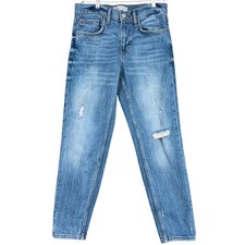ZARA Slim Boyfriend Jeans Blue Distressed Ripped Denim Women's Size 4
