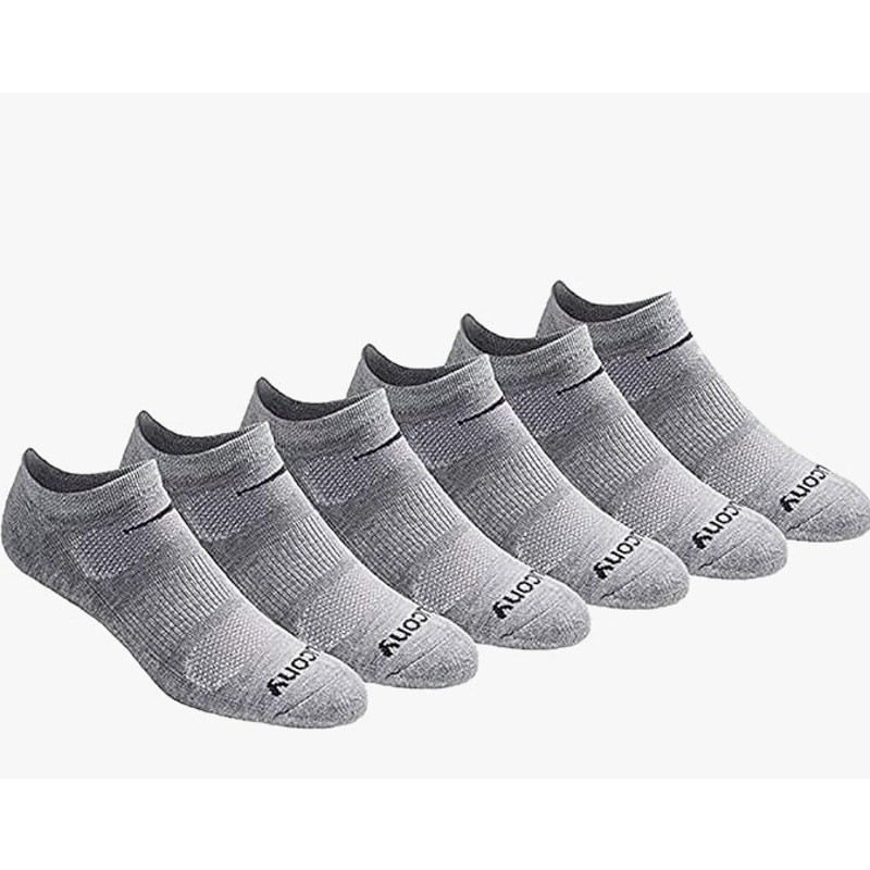 Saucony Mens XL 6-Pack RunDry Mesh Comfort Fit Performance No-Show Socks OS25-13