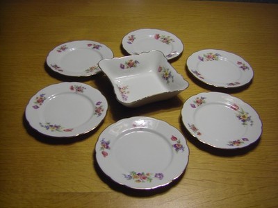 Schüssel + 6 kleine Teller, gleiches Motiv,  KRONESTER BAVARIA