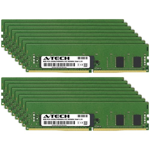 A-Tech 128GB 16x 8GB 1Rx8 PC4-19200R DDR4 2400 ECC REG RDIMM Server Memory RAM - Picture 2 of 8