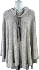 White House Black Market Women’s Gray Soft Funnel Neck Poncho - One Size