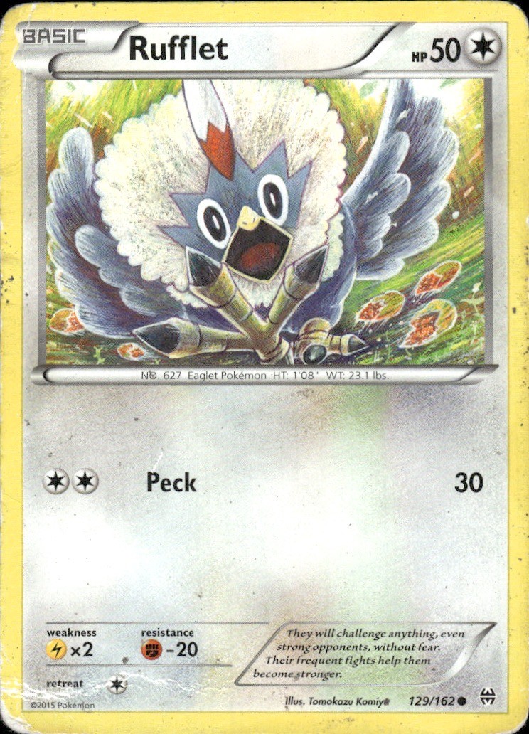 Rufflet 129/162 Common BREAKthrough Pokemon Damaged
