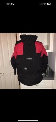 New STEEP TECH Black Red Ballistic Nylon Mens Hooded Belted ski jacket XL XLARGE