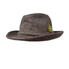 Stetson Harris Tweed 100 Scottish Wool Fedora Hat Cap Vintage 7 1/8 Hand Woven