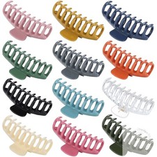 12 Pack Hair Claw Clips Large 4.3 Inch Hair Clips Stylish Barrettes in 12 Colors
