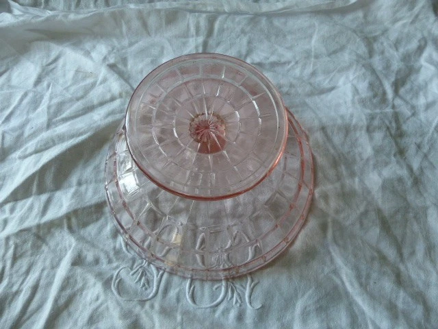 ANCIEN COMPOTIER ROSALINE EN VERRE TRES BON ETAT - Photo 4/4