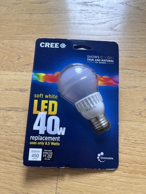 CREE Soft White LED 40W (8.5W) Dimmable Bulb 2700K/450 Lumens/93 CRI   USA Made