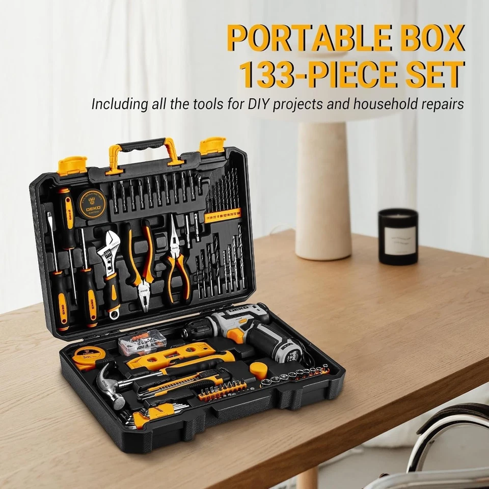 Power Drill Tool Set Kit: DEKOPRO Cordless Box with 12V Battery...  - Image 4 of 4