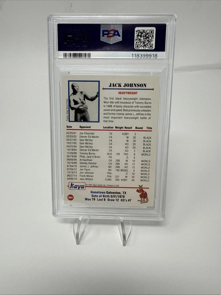 1991 Kayo Jack Johnson 64 PSA 10 - Image 3 of 3