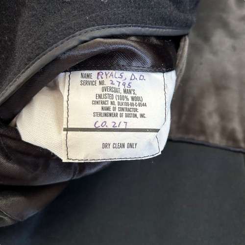 Sterlingwear of Boston Black Wool Peacoat Mens 38R Military US Navy Overcoat - Picture 11 of 18