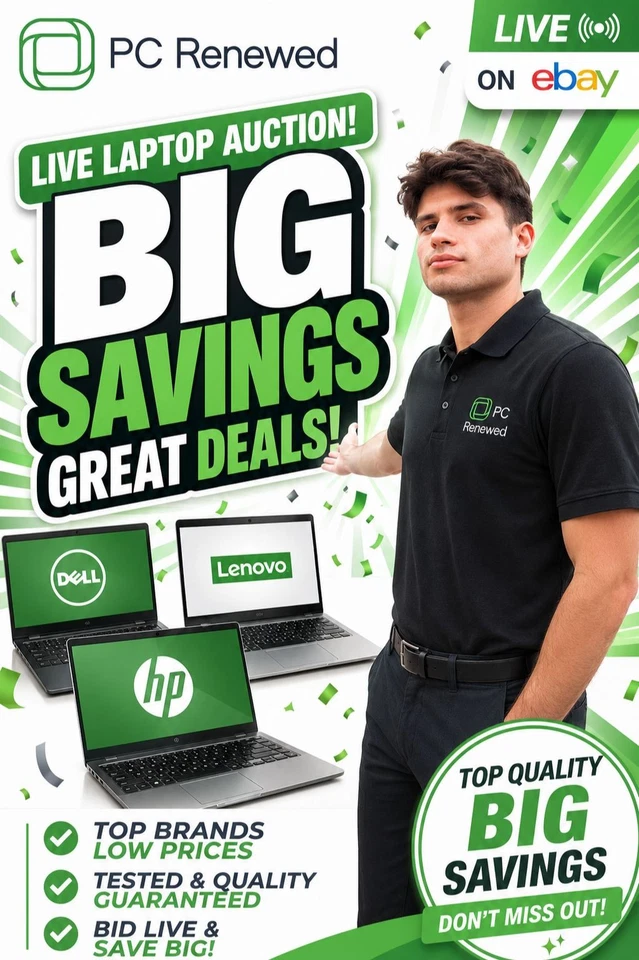 Laptop Live Auction Event | Core i5, AMD Ryzen 5 | Lenovo, HP, Dell