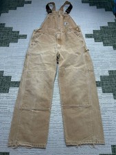 Vtg Carhartt Overall Mens 38 X 30 Brown Cotton Canvas Workwear