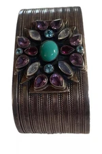 RARE Nicky Butler Sterling Turquoise Multi-Gemstone Cuff RAJ Collection #110/50
