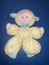 Vintage 1989 Fisher Price Slumber Babies Plush Baby Doll Lamb Blue Yellow Pink