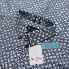 Robert Graham NWT Senan Casual Button Down Shirt Size XL Tailored Fit in Blue