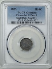 1835 H10C Capped Bust Half Dime AU Detail Cleaned PCGS 36334527