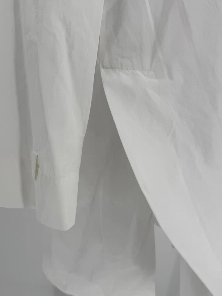 Top túnica popelina manga larga Henley algodón té blanco MaxMara para mujer talla 12 Foto 4 de 4