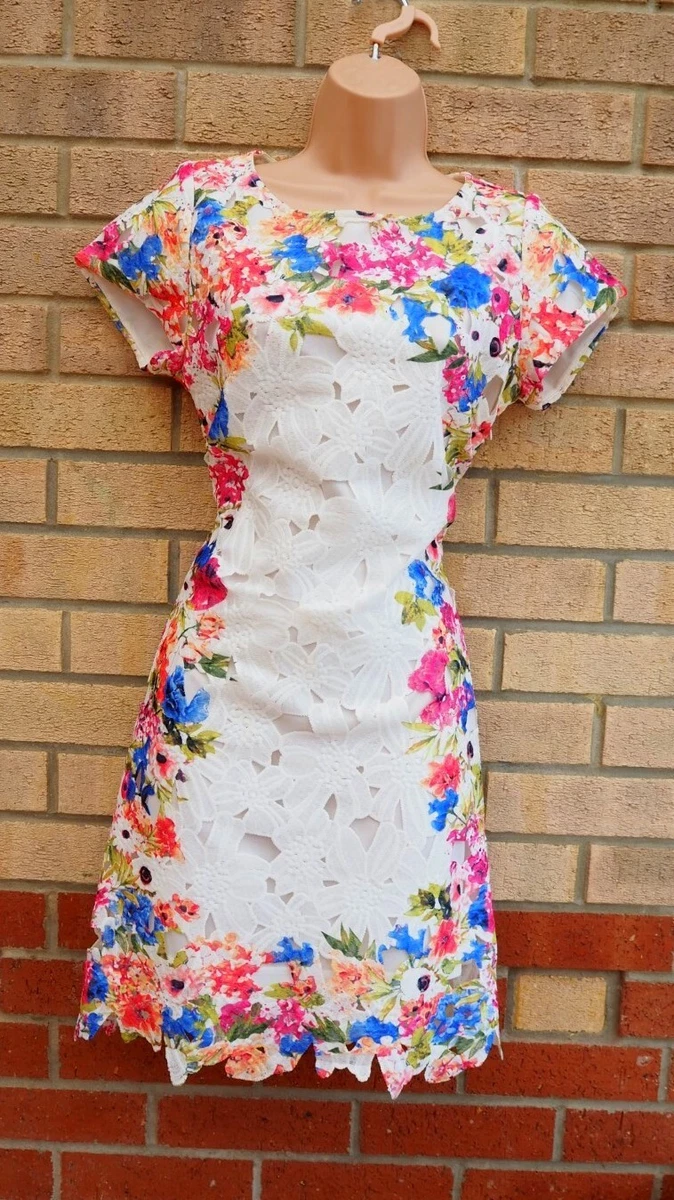Apricot round shop neck floral crochet