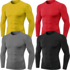 Men's UPF 50+ UV Sun Protection Long Sleeve Compression Athletic Workout Shirts