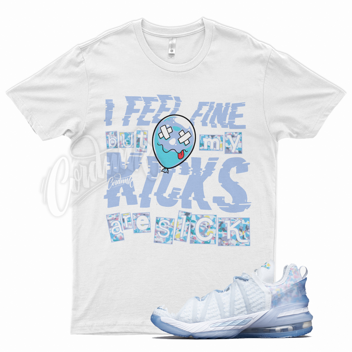 White SICK V2 T Shirt for Lebron 18 Play for the Future Blue Tint James  Gang 17