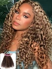UNice Cambodian Ombre Highlight Blonde Curly Bundles Human Hair Weaves Extension