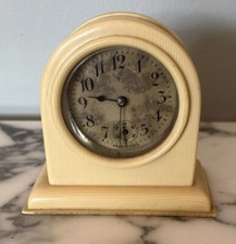 Antique Celluloid Bakelite Wind-Up Dressing Table Shelf End Table Clock-WORKS!