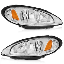 Pair Headlights For 2001-2005 Chrysler PT Cruiser Chrome Headlamps, w/o Bulbs