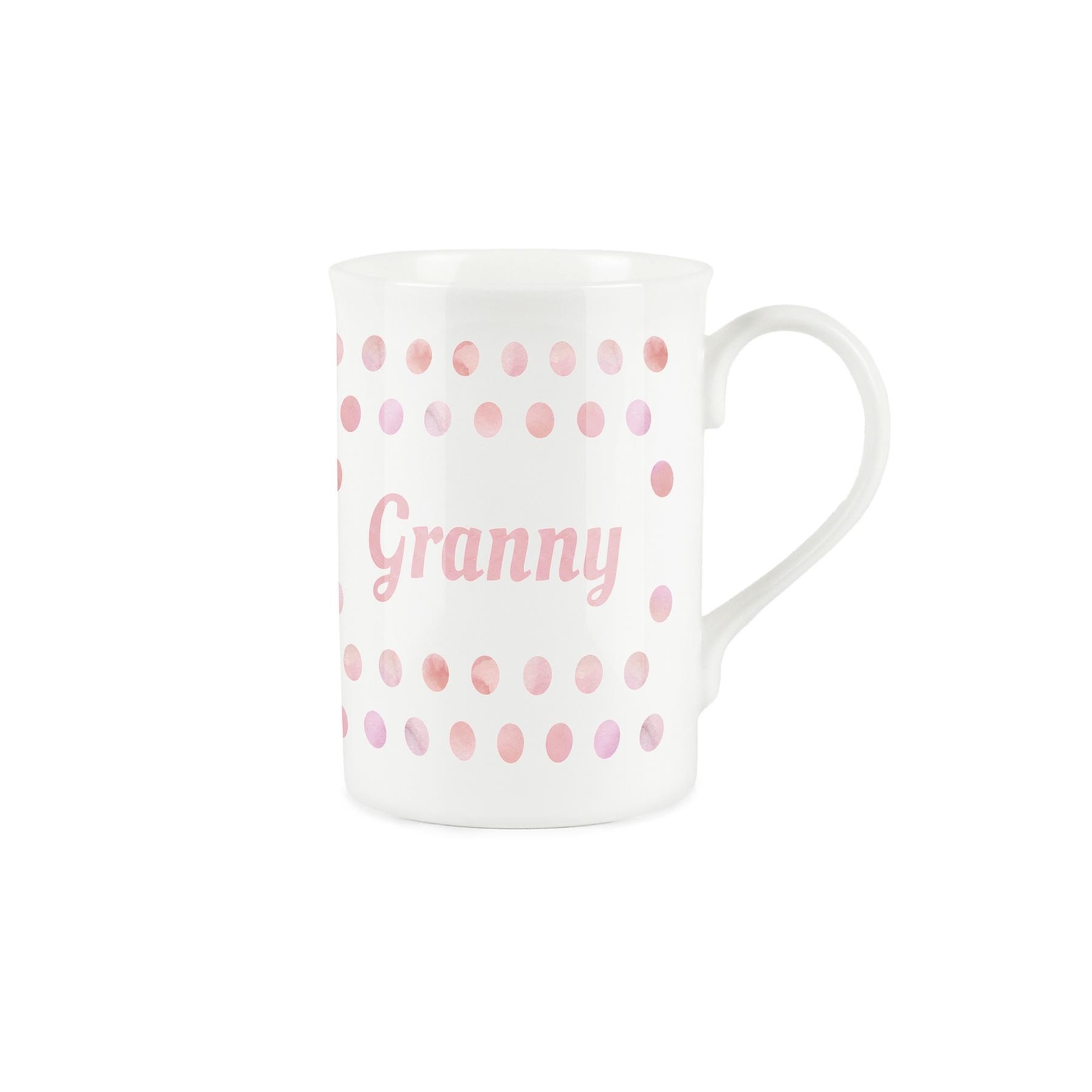 Granny Mug - Polka Dots Pink Bone China Tea/Coffee Gift for Grannies