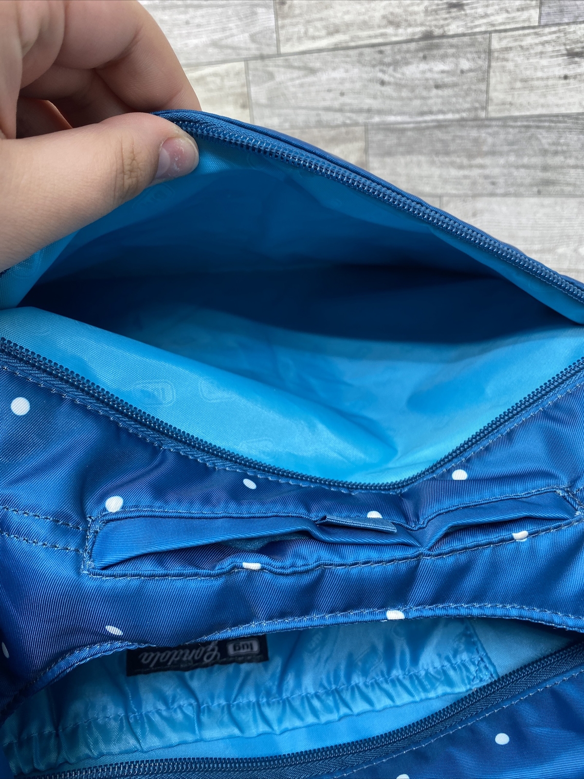 Lug Gondola SE Tote Quilted Bag Purse Turquoise Ice Pop Blue White Polka Dots